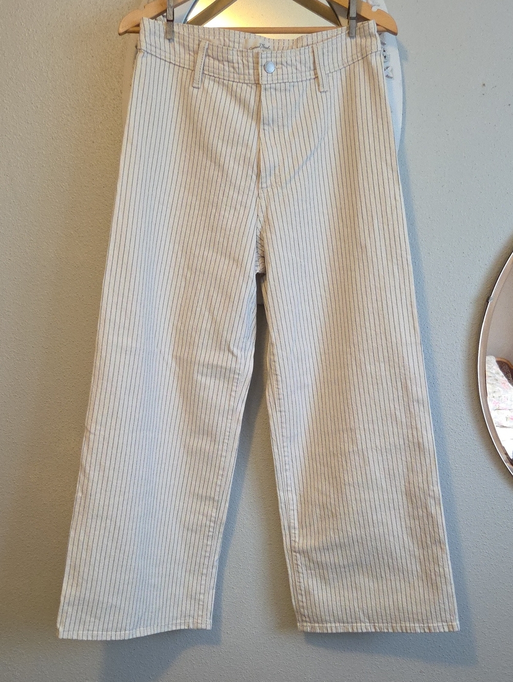 NWOT Wide Leg Blue & White/Cream Pinstripe High Waist Sailor Pants